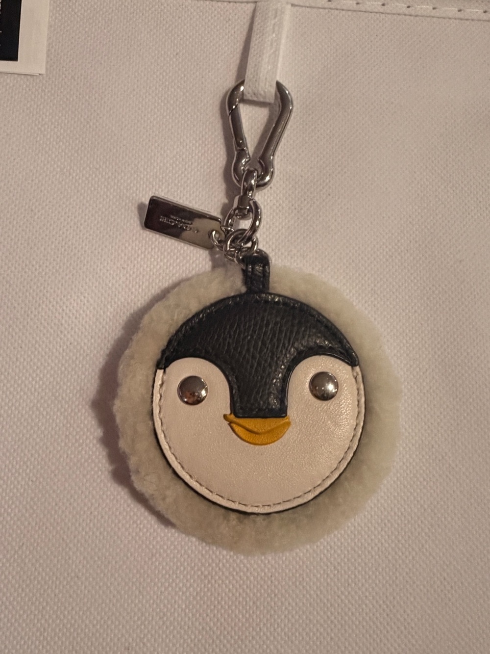 Coach Penguin Keychain Charm - Black, White & Yellow